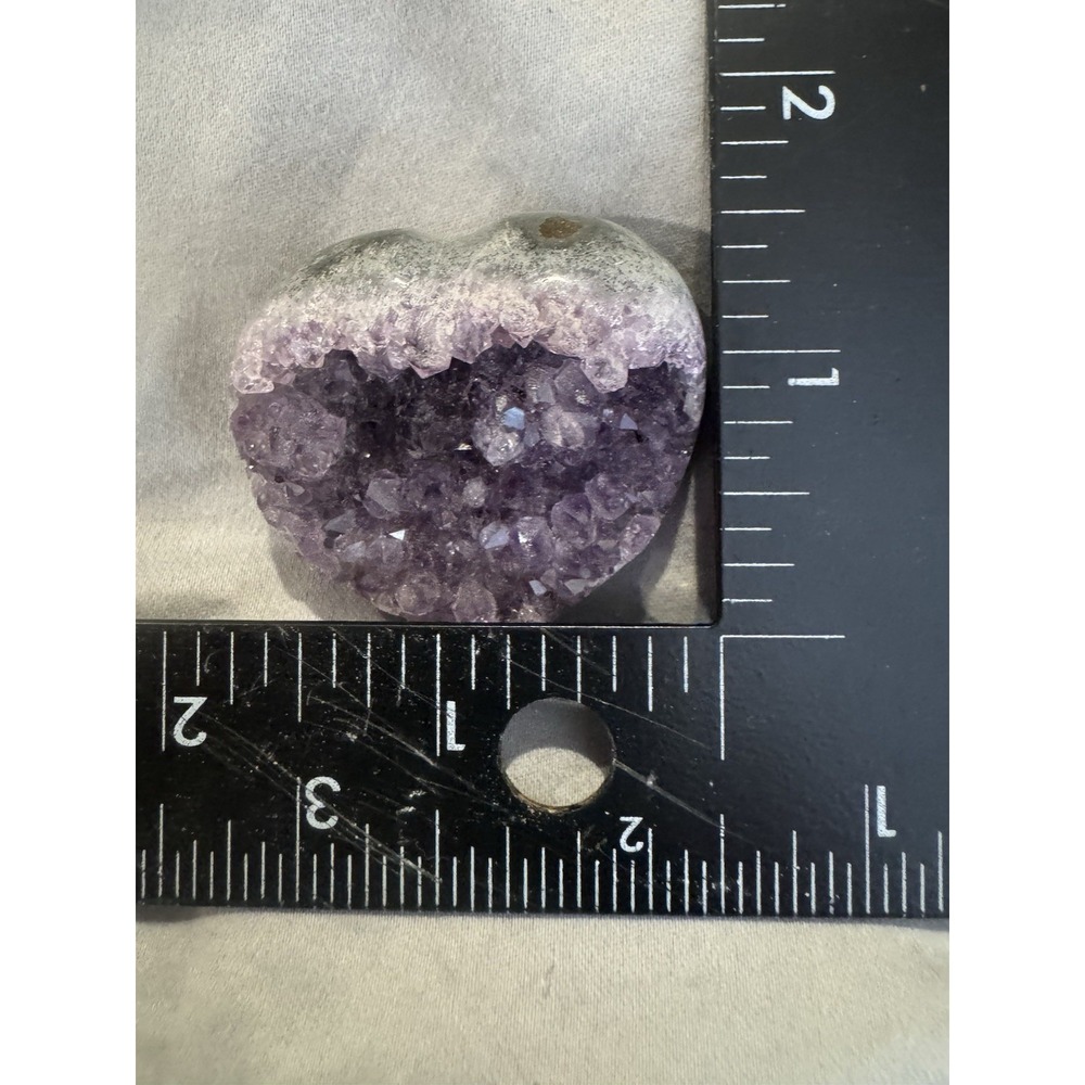 Heart Shaped Purple Geode Crystal 1.5 Inches Wide Purple Amethyst